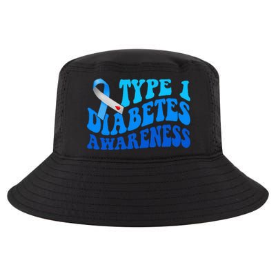 Diabetes Awareness Blue Ribbon T1D Warrior  Cool Comfort Performance Bucket Hat