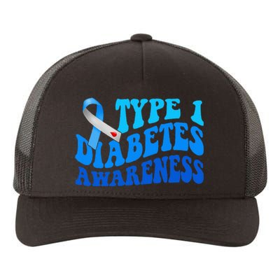 Diabetes Awareness Blue Ribbon T1D Warrior  Yupoong Adult 5-Panel Trucker Hat