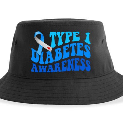 Diabetes Awareness Blue Ribbon T1D Warrior  Sustainable Bucket Hat