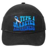 Diabetes Awareness Blue Ribbon T1D Warrior  7-Panel Snapback Hat