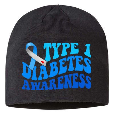 Diabetes Awareness Blue Ribbon T1D Warrior  Sustainable Beanie