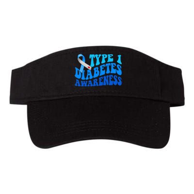 Diabetes Awareness Blue Ribbon T1D Warrior  Valucap Bio-Washed Visor