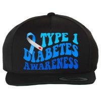 Diabetes Awareness Blue Ribbon T1D Warrior  Wool Snapback Cap