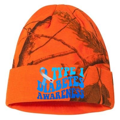 Diabetes Awareness Blue Ribbon T1D Warrior  Kati Licensed 12" Camo Beanie