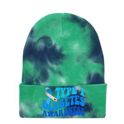 Diabetes Awareness Blue Ribbon T1D Warrior  Tie Dye 12in Knit Beanie