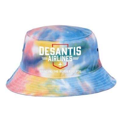 DeSantis Airlines Bringing The Border To You Funny Tie Dye Newport Bucket Hat