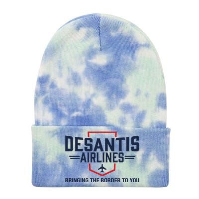 DeSantis Airlines Bringing The Border To You Funny Tie Dye 12in Knit Beanie