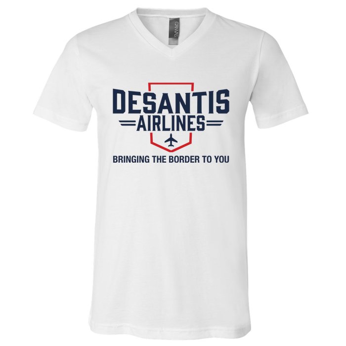 DeSantis Airlines Bringing The Border To You Funny V-Neck T-Shirt