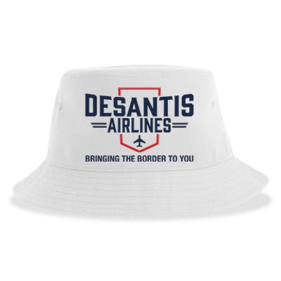 DeSantis Airlines Bringing The Border To You Funny Sustainable Bucket Hat