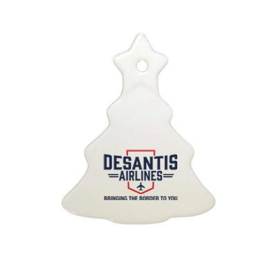 DeSantis Airlines Bringing The Border To You Funny Ceramic Tree Ornament