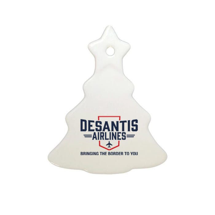 DeSantis Airlines Bringing The Border To You Funny Ceramic Tree Ornament