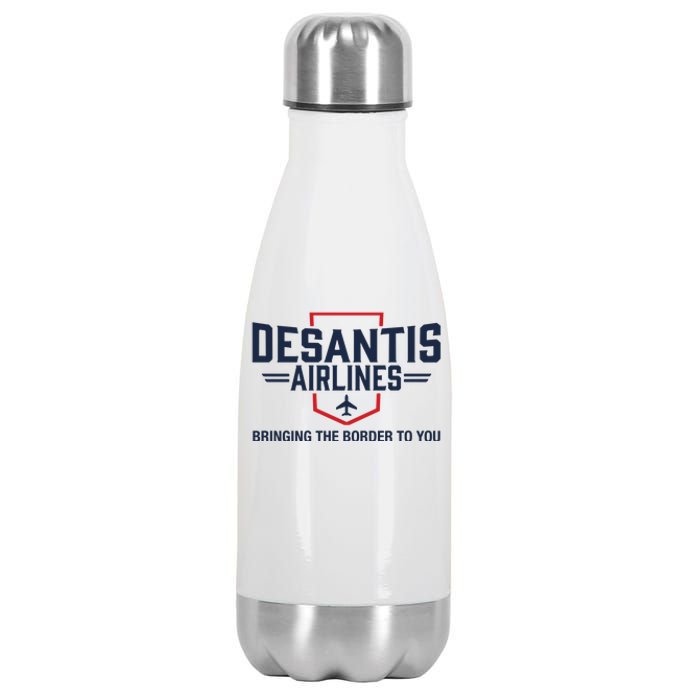 DeSantis Airlines Bringing The Border To You Funny Stainless Steel Insulated Water Bottle