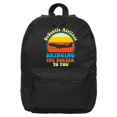 Desantis Airlines Brining The Boarder To You Funny Political 16 in Basic Backpack
