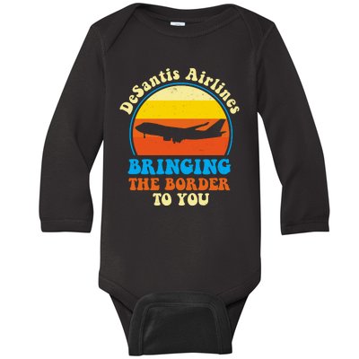 Desantis Airlines Brining The Boarder To You Funny Political Baby Long Sleeve Bodysuit