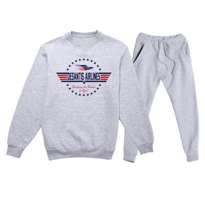 DeSantis Airlines Bringing The Border To You Premium Crewneck Sweatsuit Set