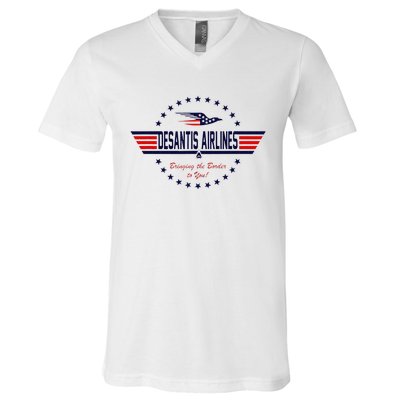 DeSantis Airlines Bringing The Border To You V-Neck T-Shirt