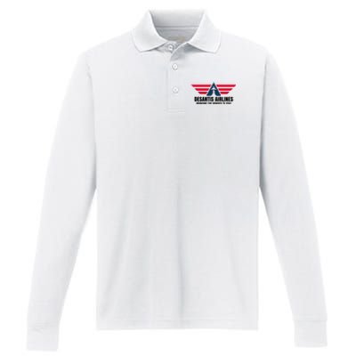 Desantis Airlines Bringing The Boarder To You Political Performance Long Sleeve Polo