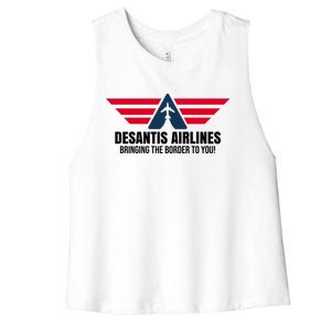 Desantis Airlines Bringing The Boarder To You Political Women's Racerback Cropped Tank