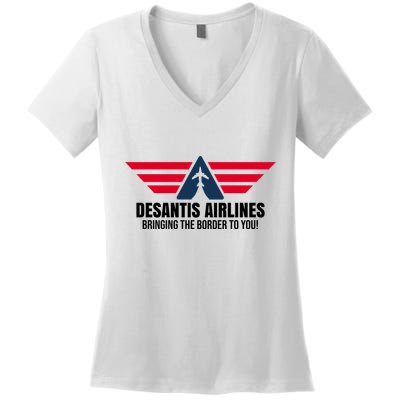 Desantis Airlines Bringing The Boarder To You Political Women's V-Neck T-Shirt