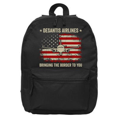 DeSantis Airlines Bringing The Border To You American US Flag Vintage 16 in Basic Backpack