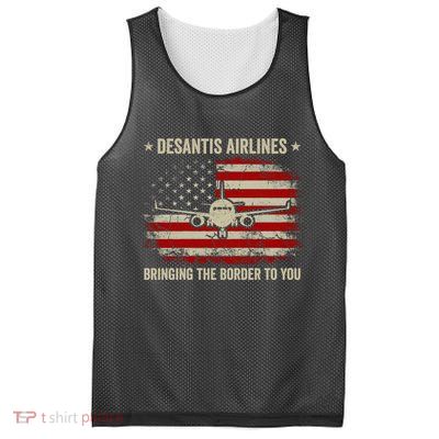 DeSantis Airlines Bringing The Border To You American US Flag Vintage Mesh Reversible Basketball Jersey Tank