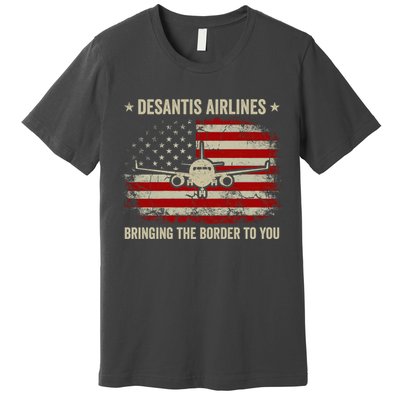 DeSantis Airlines Bringing The Border To You American US Flag Vintage Premium T-Shirt