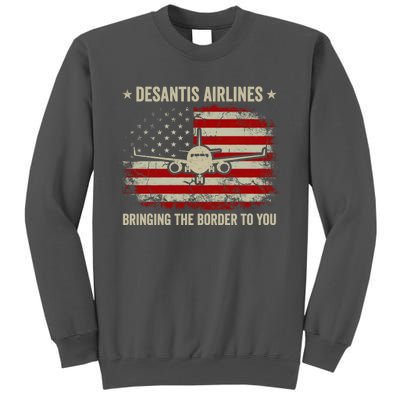 DeSantis Airlines Bringing The Border To You American US Flag Vintage Tall Sweatshirt