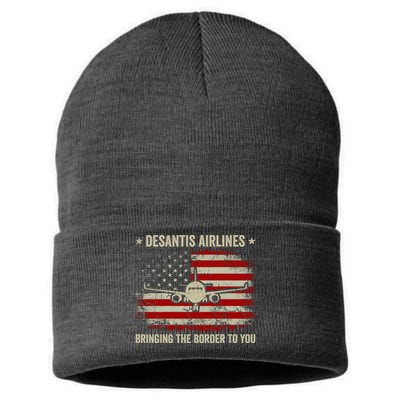 DeSantis Airlines Bringing The Border To You American US Flag Vintage Sustainable Knit Beanie