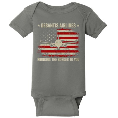 DeSantis Airlines Bringing The Border To You American US Flag Vintage Baby Bodysuit