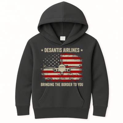 DeSantis Airlines Bringing The Border To You American US Flag Vintage Kids Hoodie