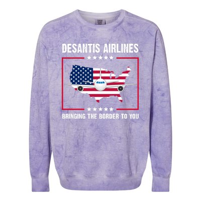 Desantis Airlines Brining The Border To You American Flag Colorblast Crewneck Sweatshirt