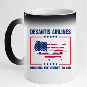 Desantis Airlines Brining The Border To You American Flag 11oz Black Color Changing Mug