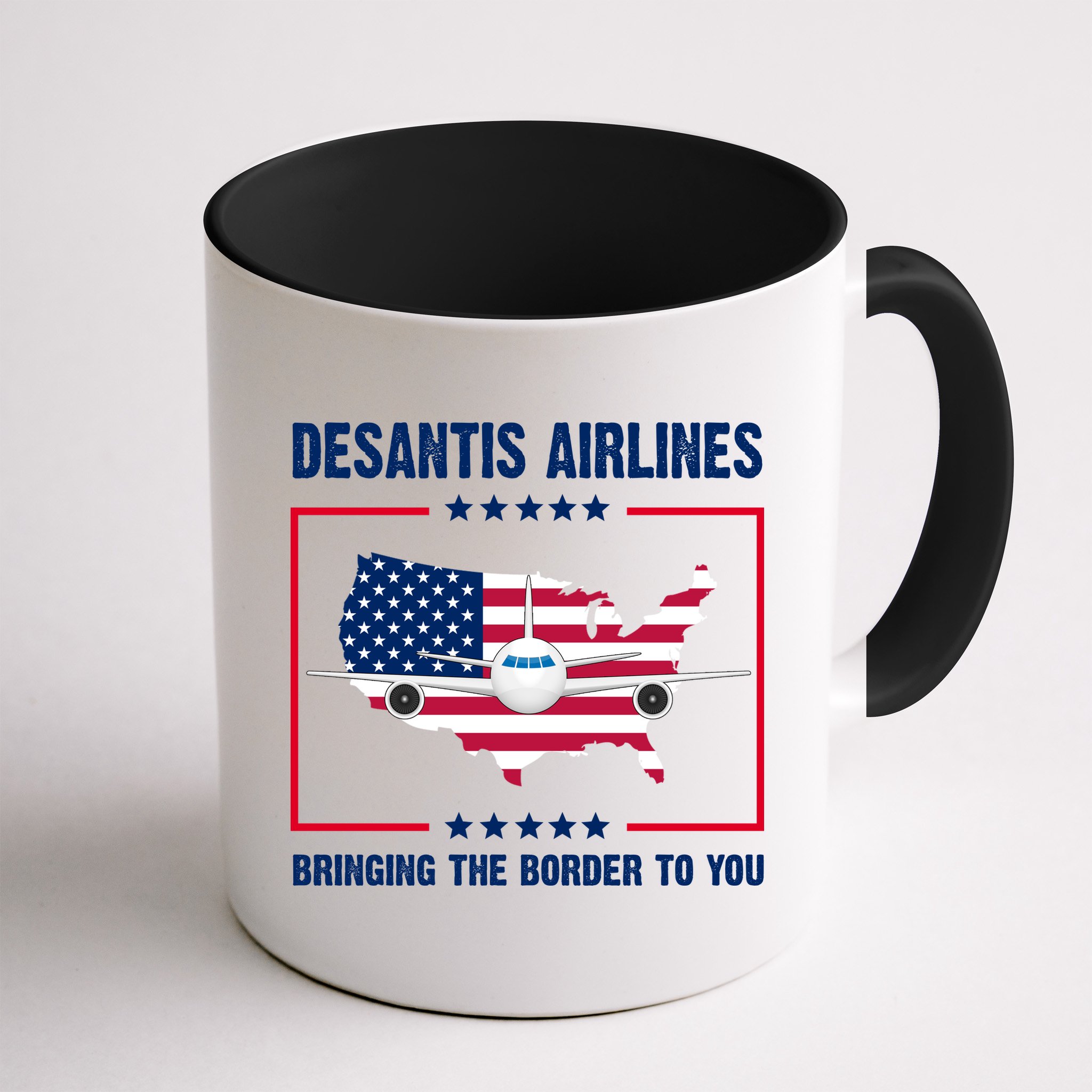 Desantis Airlines Brining The Border To You American Flag Mug