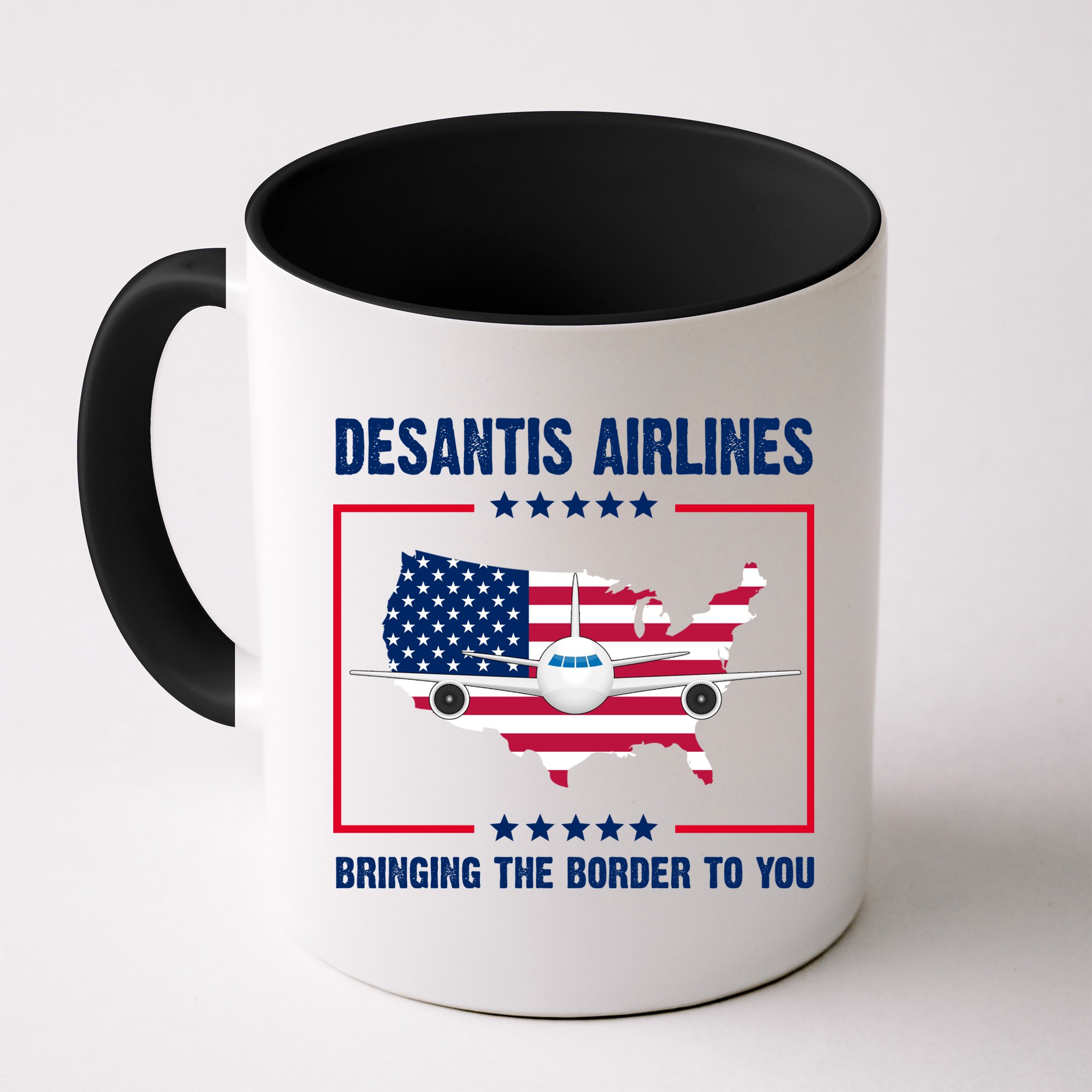 Desantis Airlines Brining The Border To You American Flag Mug