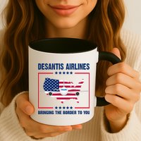 Desantis Airlines Brining The Border To You American Flag Mug