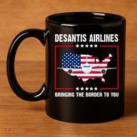 Desantis Airlines Brining The Border To You American Flag 11oz C Handle Ceramic Mug