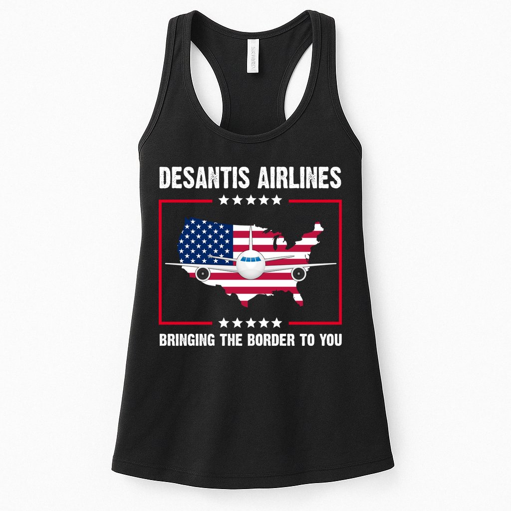 Desantis Airlines Brining The Border To You American Flag Womens Tank Top