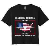 Desantis Airlines Brining The Border To You American Flag Women's Crop Top Tee