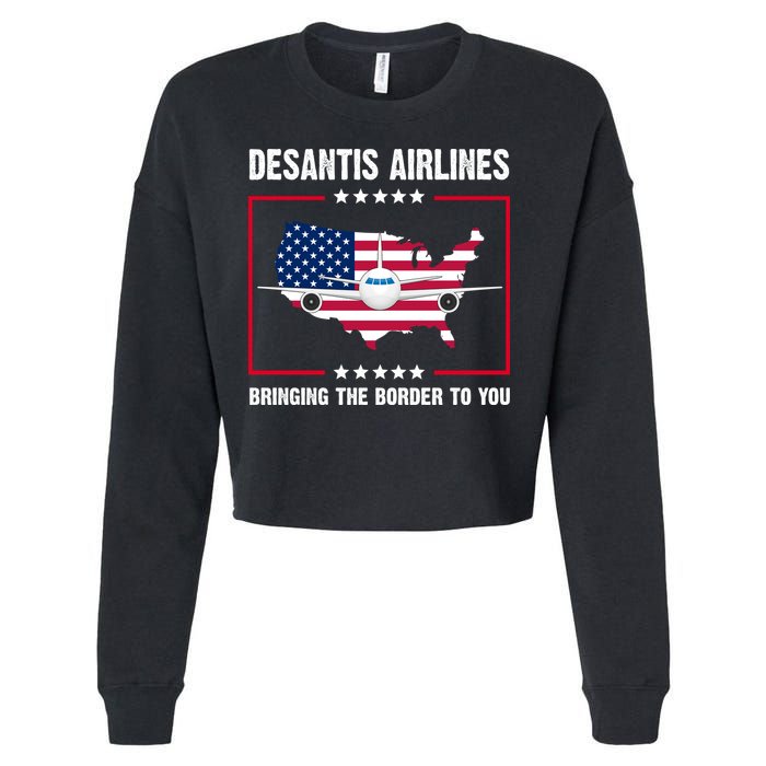 Desantis Airlines Brining The Border To You American Flag Cropped Pullover Crew