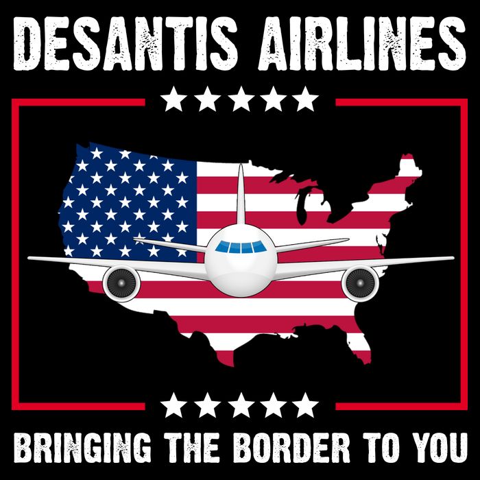 Desantis Airlines Brining The Border To You American Flag Cropped Pullover Crew
