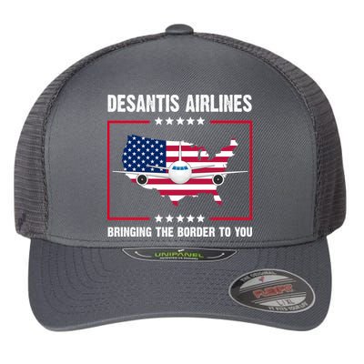 Desantis Airlines Brining The Border To You American Flag Flexfit Unipanel Trucker Cap