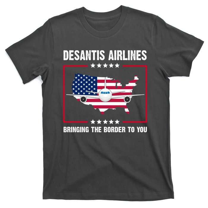 Desantis Airlines Brining The Border To You American Flag T-Shirt