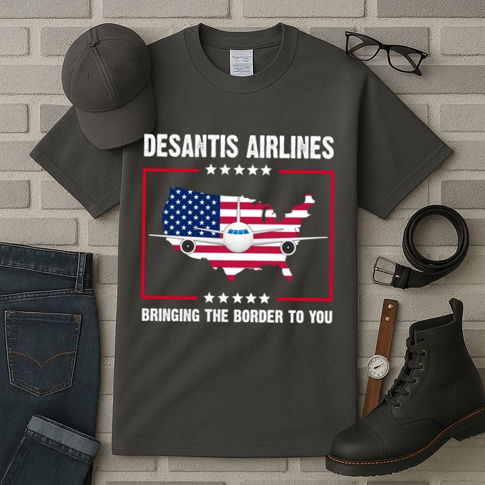 Desantis Airlines Brining The Border To You American Flag Tall T-Shirt