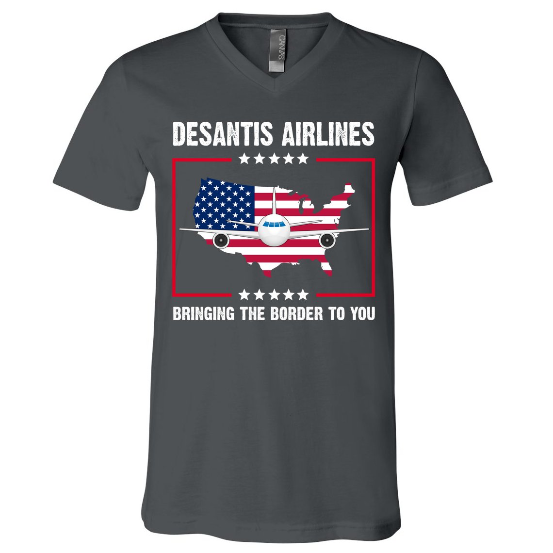 Desantis Airlines Brining The Border To You American Flag V-Neck T-Shirt