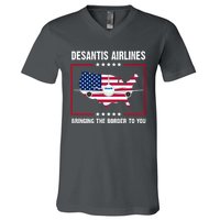 Desantis Airlines Brining The Border To You American Flag V-Neck T-Shirt