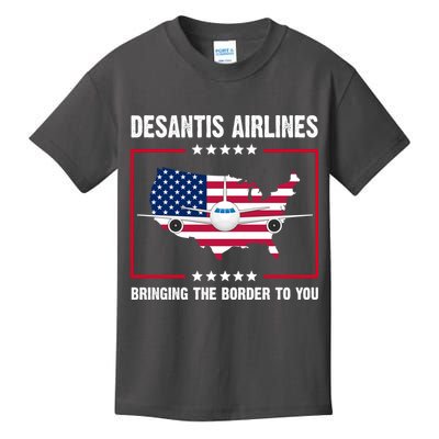 Desantis Airlines Brining The Border To You American Flag Kids T-Shirt