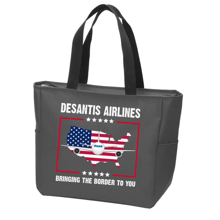 Desantis Airlines Brining The Border To You American Flag Zip Tote Bag
