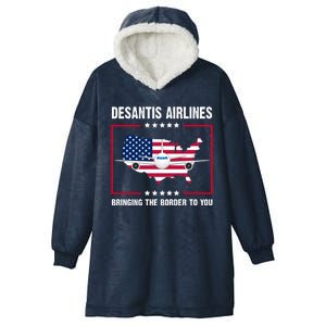 Desantis Airlines Brining The Border To You American Flag Hooded Wearable Blanket