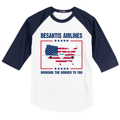 Desantis Airlines Brining The Border To You American Flag Baseball Sleeve Shirt