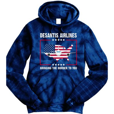 Desantis Airlines Brining The Border To You American Flag Tie Dye Hoodie